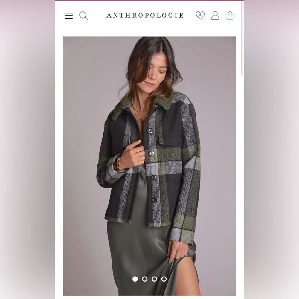 Hutch, Anthropologie- Sherpa-Trimmed Plaid Jacket, Women’s Small